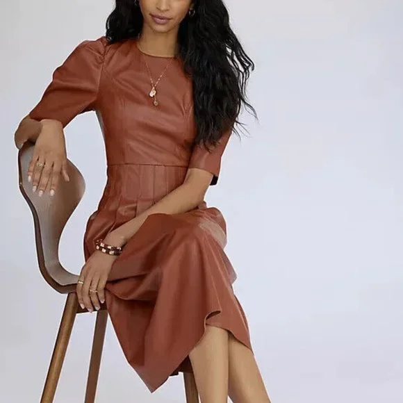 Anthropologie En Saison XS NWT Brown Faux Leather Maxi Dress Midi New XS -  www.disolcolor.com